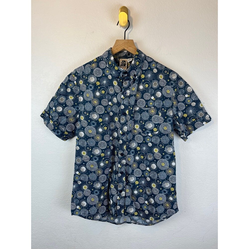 Kennington California Cotton button down Blue Shirt Large Planets Galileo